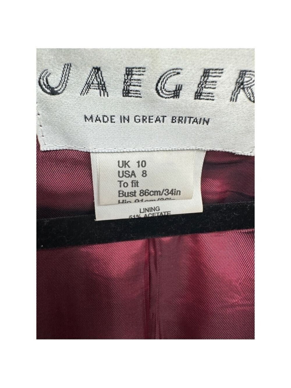 Jaeger Burgundy Textured Blazer UK 10 Viscose Blend Made in Great Britain - Picture 4 of 5